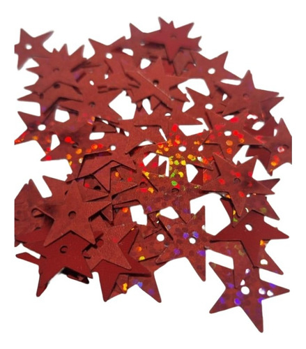 Lentejuelas Estrellas Metalizadas/tornasoladas 15mm X 50gr Rojo