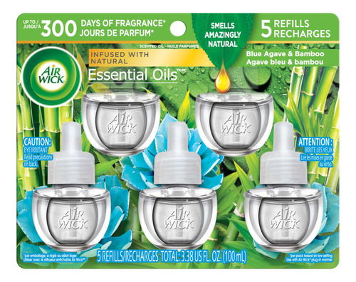 Air Wick Aceite Perfumado Enchufable, 5 Repuestos, Agave Azu