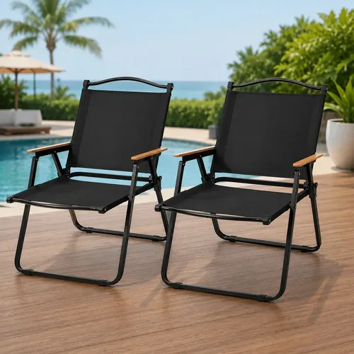 Kit 2 Cadeira de Praia Dobrável Premium Camping Jardim Piscina Tecido Oxford 600D Aço Carbono Reforçado Suporta Até 150kg