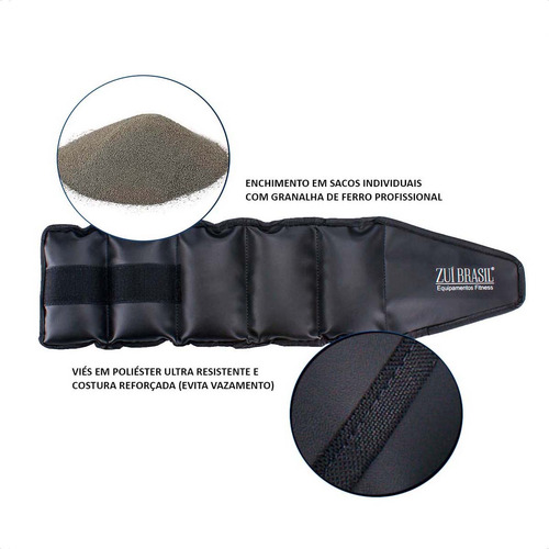 Kit De Exercícios Par Tornozeleira 5kg Colchonete Corda Zuí Cor Preto