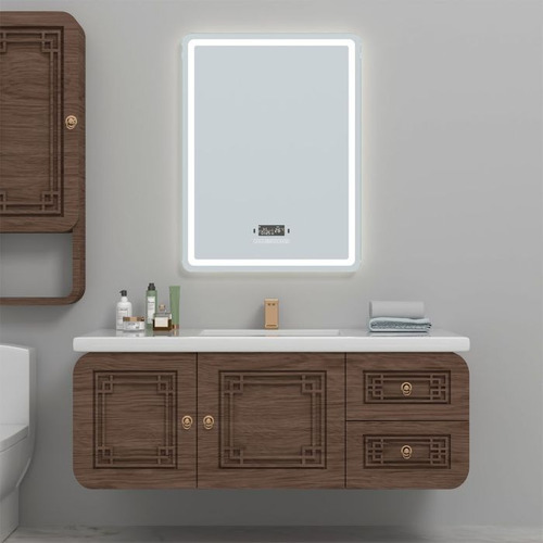 Espejo Led Gloa Gl354rvp 60x80cm Bluetooth Antiempañante Gris