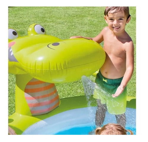 Imagen 3 de 3 de Pileta inflable caimán Intex 57431 170L verde y azul y blanca