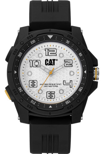 Reloj pulsera CAT Aperture LP.160.21.232, para hombre, fondo plata, con correa de silicón color negro