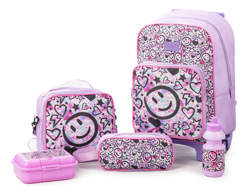 ZOMILUX Mochila Niña Mochila Con Ruedas SET Maleta Lonchera Tupper Lapicera y Botella Mochila Ruedas Maleta Para Niña Diseño Infantil