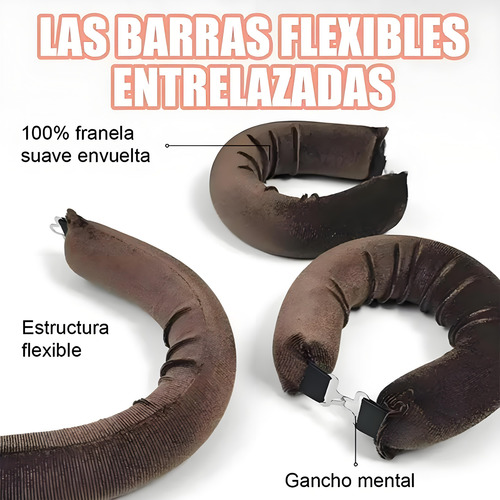 3pzs Rizador De Cabello Heatless Curls,rulos Para Cabello Marrón Oscuro