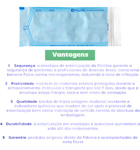 Envelope Autoclave Esterilizacao Manicure 9cm X 23cm 100 Un