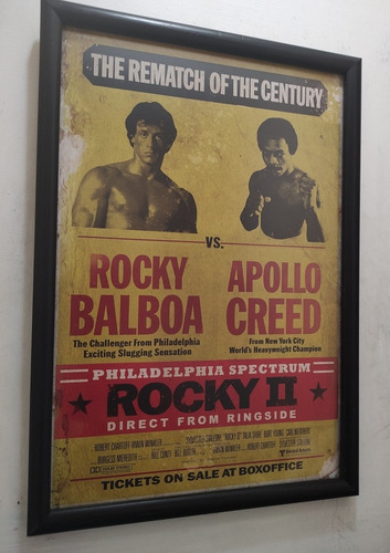 Rocky Dos Cartel De La Pelea Op 2 Poster Enmarcado 50 X 35 C