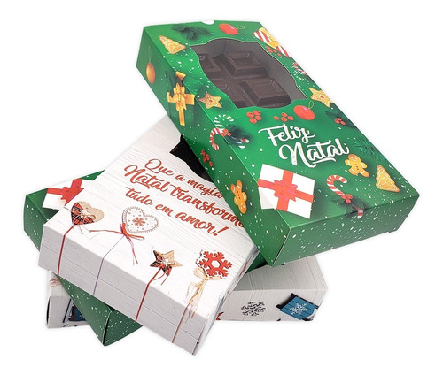 20 Caixas Para Barra De Chocolate Recheada - Natal