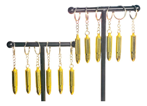 Mayoreo 12 Llaveros Metal Bala Con Cuchara Interna Dorada