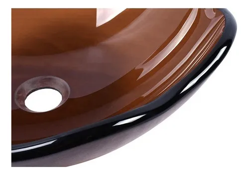 Lavamanos De Sobreponer Flor Marron Vidrio 35cm*14cm
