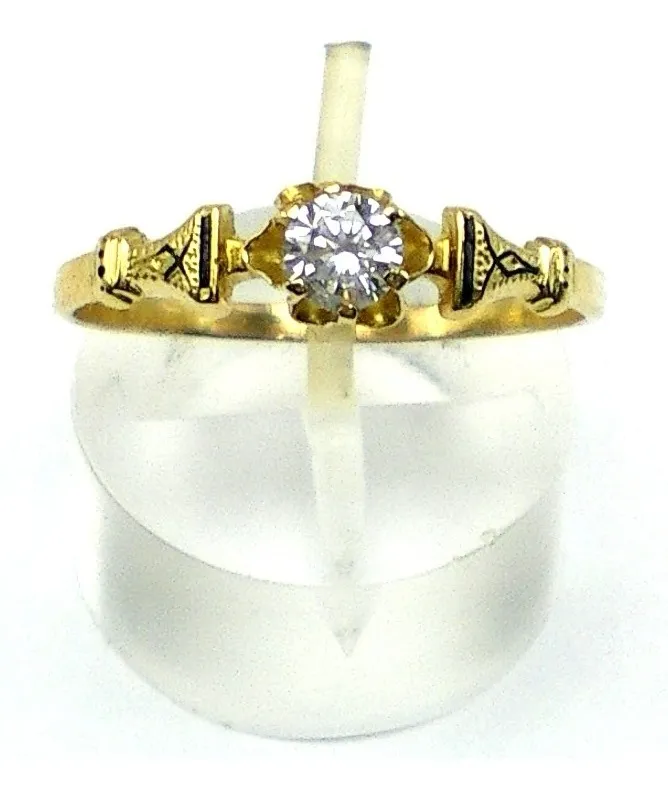 Anillo De Oro 18 Kt Y Zafiro Blanco Solitario