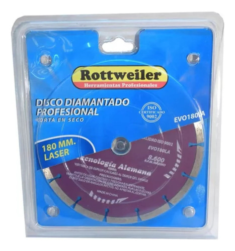 Disco Diamantado Laser / Turbo / Liso 115mm - Rottweiler X5