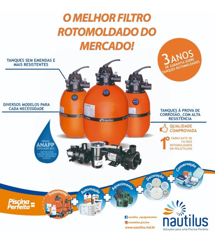 Bomba Com Motor 1/2 Cv Para Piscinas Pré-filtro Weg Nautilus