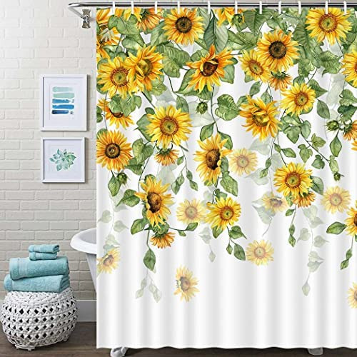 C Cortina De Ducha Juirnost Para Baño, Diseño De Girasol
