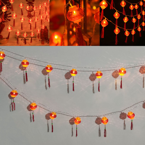 Cadena De Luces Led De Linterna China Roja
