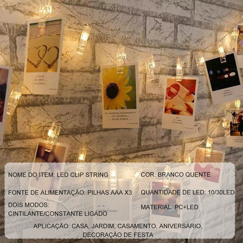 #. Lote De 10 Luces Led De 2 M Con Clip For Fotos,