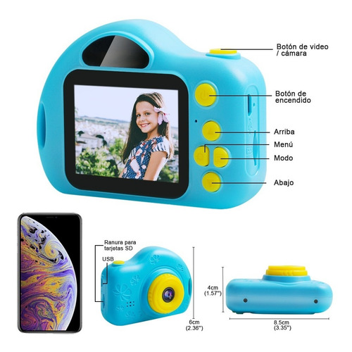 Cámara Para Niños, Azul Cámara De Video Digital Para Niños