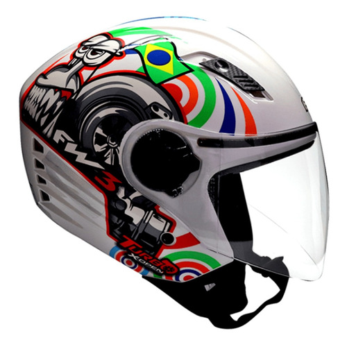 Capacete Fw3 Para Moto X Open Turbo Branco Tamanho 58