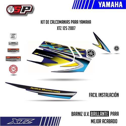 Kit De Calcomanias Laminado Para Yamaha Xtz 125