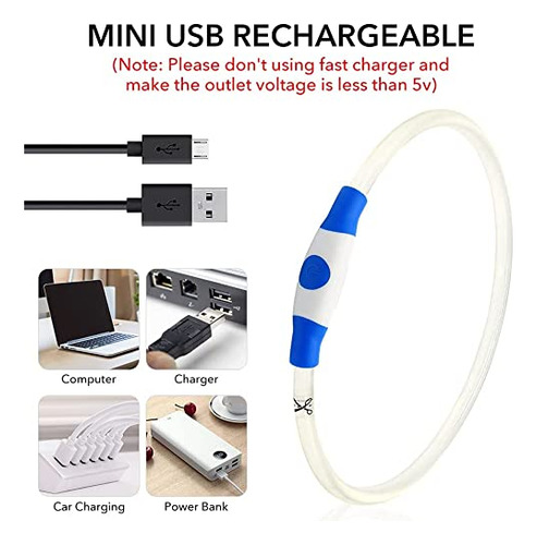 Collar De Perro Con Luz Led, Recargable Usb Corte Ajustable