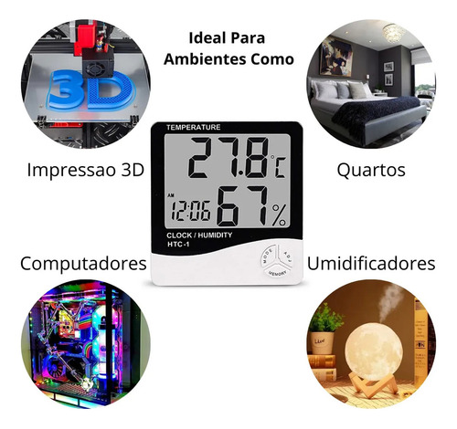Termómetro Higrómetro Digital Con Reloj Y Alta Precisión