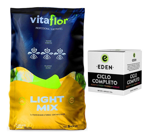 Sustrato Vitaflor Lightmix 50l Con Ciclo Completo Eden 125ml