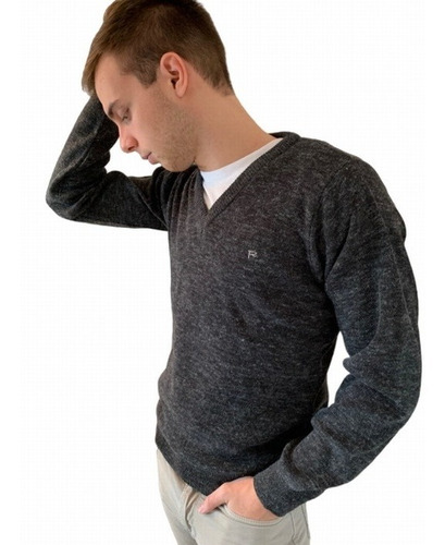 Sweater Hombre Escote V Pullover Ruptura Simil Bremer