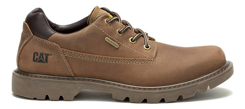 Zapato Impermeable Cuero Hombre Colorado Low 2 Café Cat