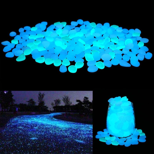 Azul 100 Pcs Piedra Luminoso,AZXES,Piedras Brillan en la Oscuridad,Decorativas para Jardín 