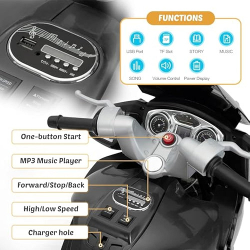 Tobbi Motocicleta Eléctrica Para Niños De 12 V,