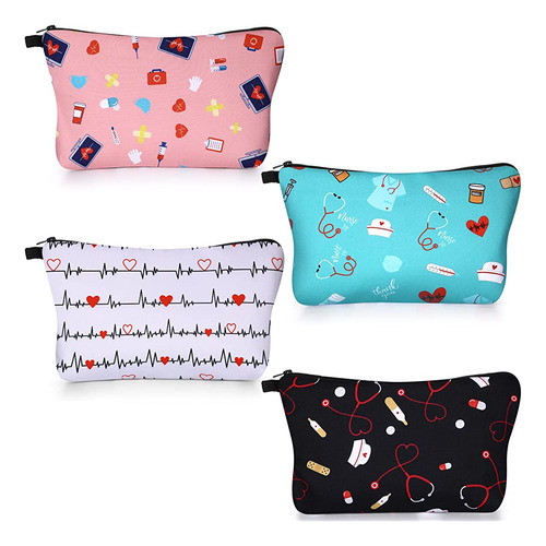 ~? 4 Piezas Nurses Cosmetic Bag Funny Teeth Makeup Bags Nurs