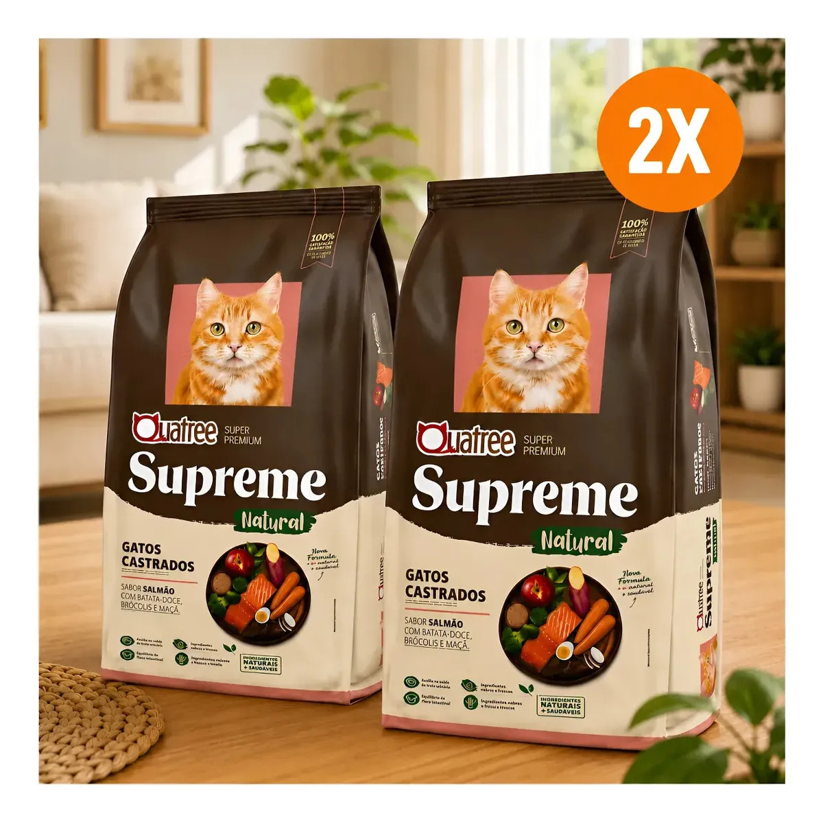 2kg Ração Quatree Gatos Castrados Supreme Salmão