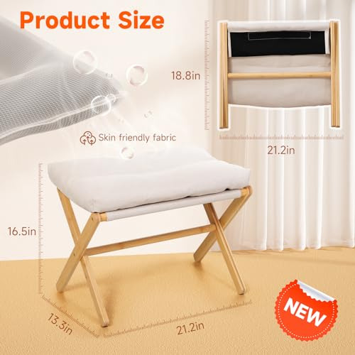 Taburete Plegable Reposapiés Otomano Madera Banco Zapatos Sa