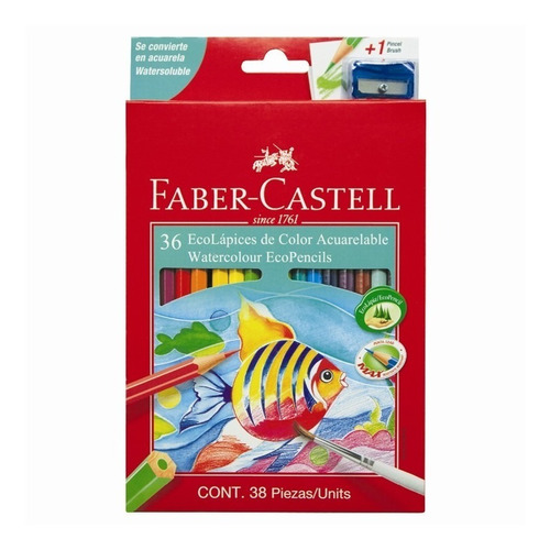 Lapices Faber Castell Acuarelables X36 + Sacapunta Y Pincel