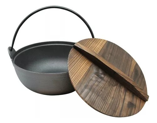 Olla Wayu Hierro Fundido Tapa De Madera 25cm Asado Cocina