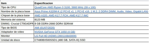 Pc Gamer Amd Ryzen 33100 -8gb Ram - Nvidia Gtx 1650 4 Gb