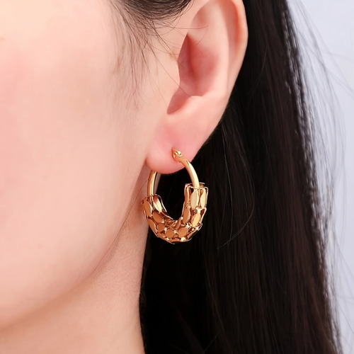 3 Pares Aretes Para Mujer Oro 14k Set Arracadas Moda.