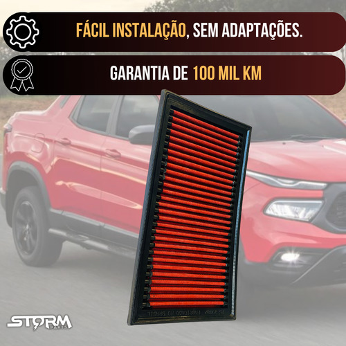 Filtro De Ar Esportivo Fiat Toro Motor 1.3 Turbo 2021 A 2025