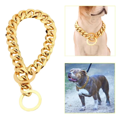 Collar De Cadena De Perro Pitbull De Acero Inoxidable C