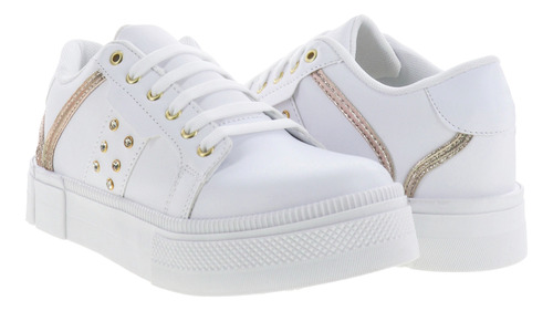 Tenis Casuales Con Brillos Y Detalles Dorados Mujer Erez