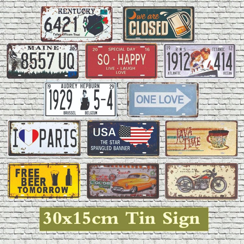 Imagen 2 de 9 de 10 Placas De Metal Decorativas Ruta 66 Vintage Retro 30x15