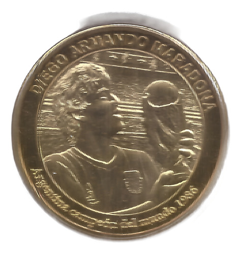 Medalla Maradona Cobre Dorado 4 Cm De Diametro