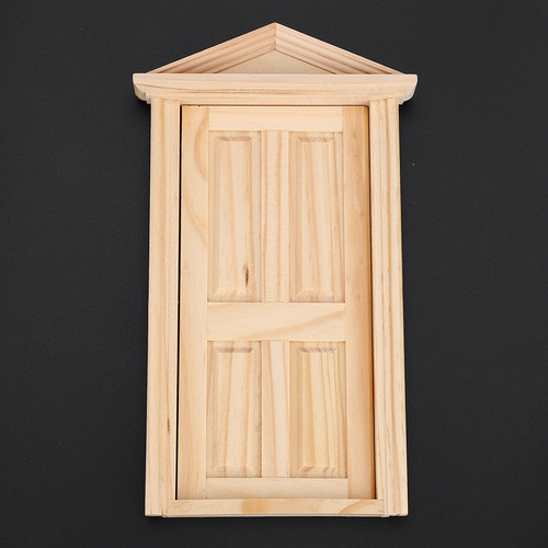 A Puerta De Madera Diy 1:12 Con Forma De Aguja De