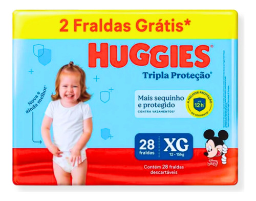 Fralda Descartável P/ Bebês Huggies Tripla Proteção Xg 28 Un Gênero Sem Gênero Tamanho Extra Grande (xg)