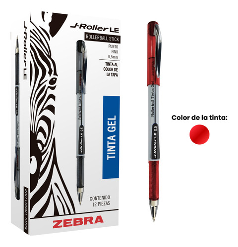 Zebra J-roller Le Rollerball Fino 0.5 Mm Caja 6 Piezas Rojo Rojo