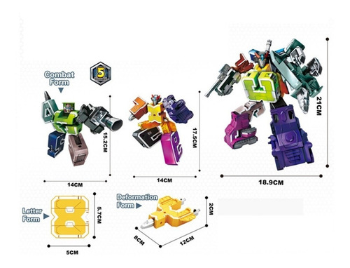 Imagen 3 de 4 de Robot Puzzle 21 Cm, Numeros Transformables 10 Combinaciones