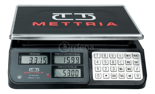 Imagen 1 de 2 de Báscula comercial digital Mettria MTBLACK-40 40kg negro 32.5 cm x 23 cm