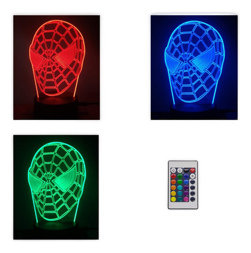 Lámpara Led 3d Hombre Araña Casco