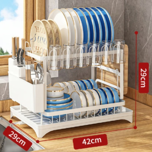 Secador Escurridor Loza Platos 2 Niveles Drenaje Automático