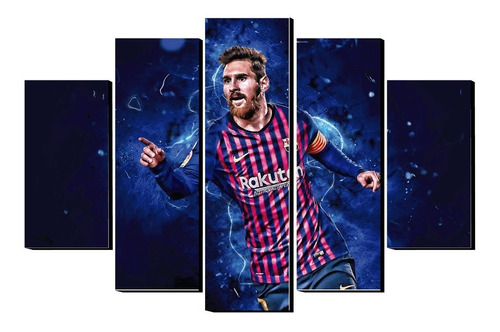 Cuadro Decorativo Messi Barcelona Grande 5 Piezas 